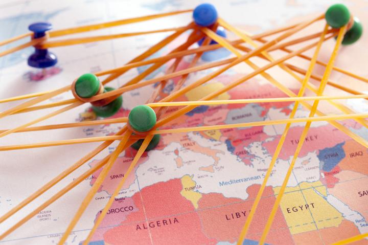 concept image representing international business communications and networking