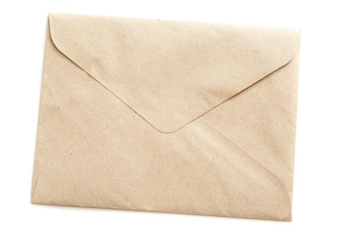 Close up Closed Brown Envelope for Documents Isolated on a White Background
