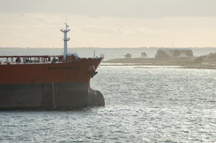 Old Large Cargo Ship Sailing at the Sea To Transport Goods on One Afternoon