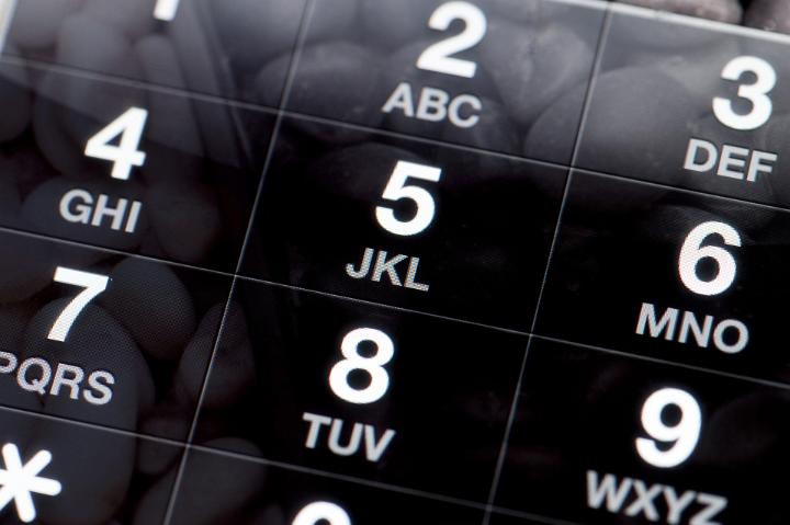 Close up Black and White Dial Pad of a Modern Touch Screen Mobile Phone