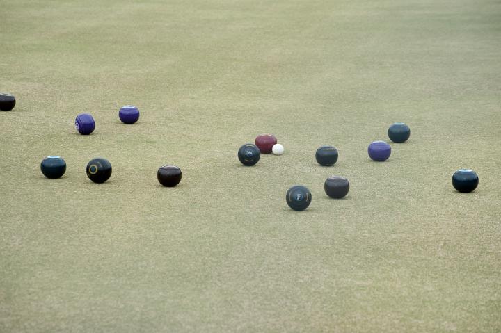 A game of lawn bowls in progress