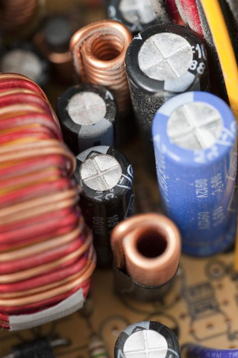 electronic power supply components, capacitor and filter chokes