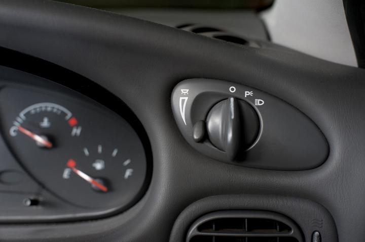 Car dashboard with focus to the control for the park and head lights and bright-dimmer switch